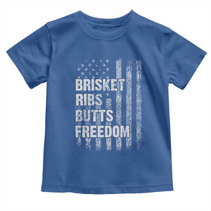 Funny BBQ Brisket Ribs Butts Freedom Toddler T Shirt 4th Of July Meat Smoking American Flag TS11 Royal Blue Print Your Wear