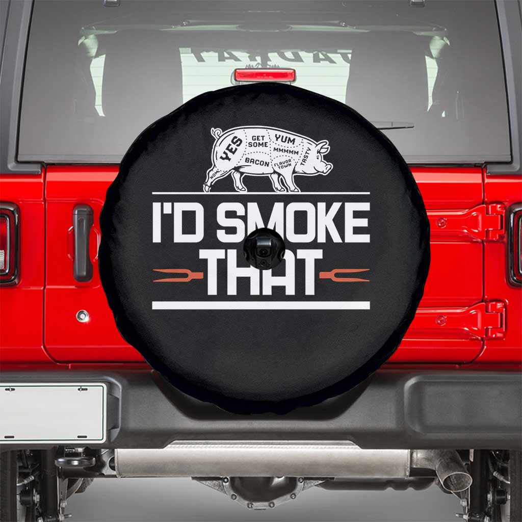Funny BBQ I'd Smoke That Spare Tire Cover Chef Butcher Cook BBQ TS10 Black Print Your Wear