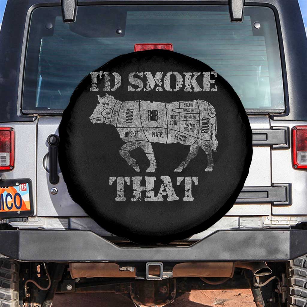 Funny BBQ Spare Tire Cover Chef Butcher Cook BBQ I'd Smoke That Cow Beef TS10 No hole Black Print Your Wear