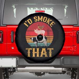 Funny BBQ Spare Tire Cover I'd Smoke That Barbecue Retro Grilling Gift TS10 Black Print Your Wear