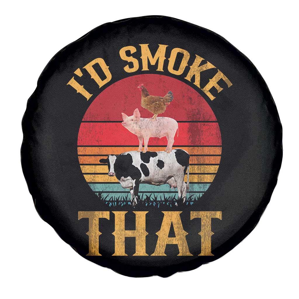 Funny BBQ Spare Tire Cover I'd Smoke That Barbecue Retro Grilling Gift TS10 Print Your Wear