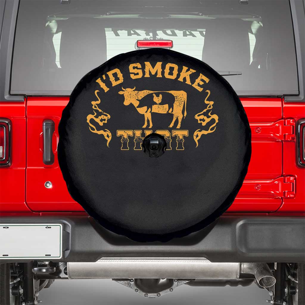 Funny BBQ Spare Tire Cover I'd Smoke That Chef Butcher Cook BBQ TS10 Black Print Your Wear