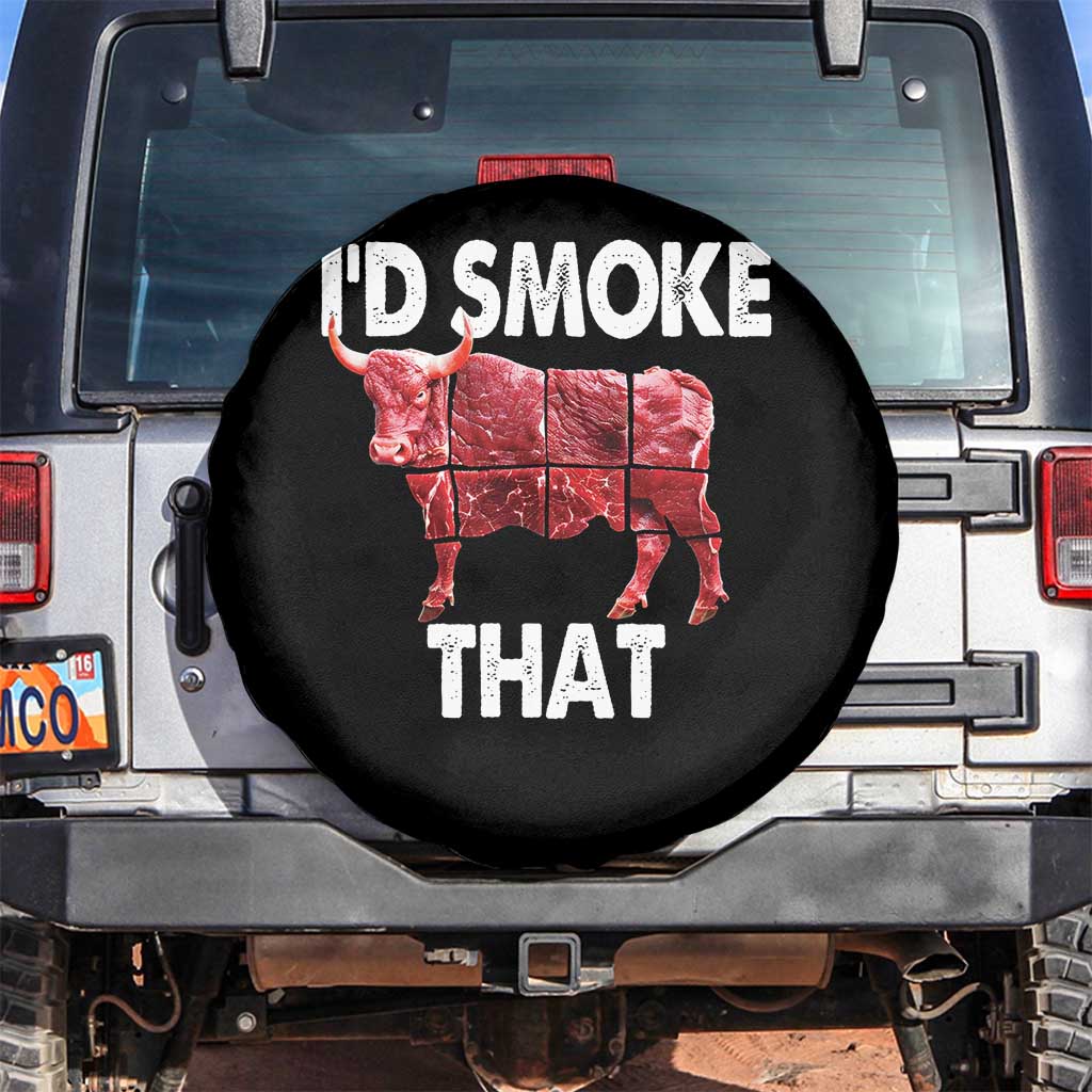 Funny BBQ Spare Tire Cover I'd Smoke That Cow Beef Chef Butcher Cook TS10 No hole Black Print Your Wear