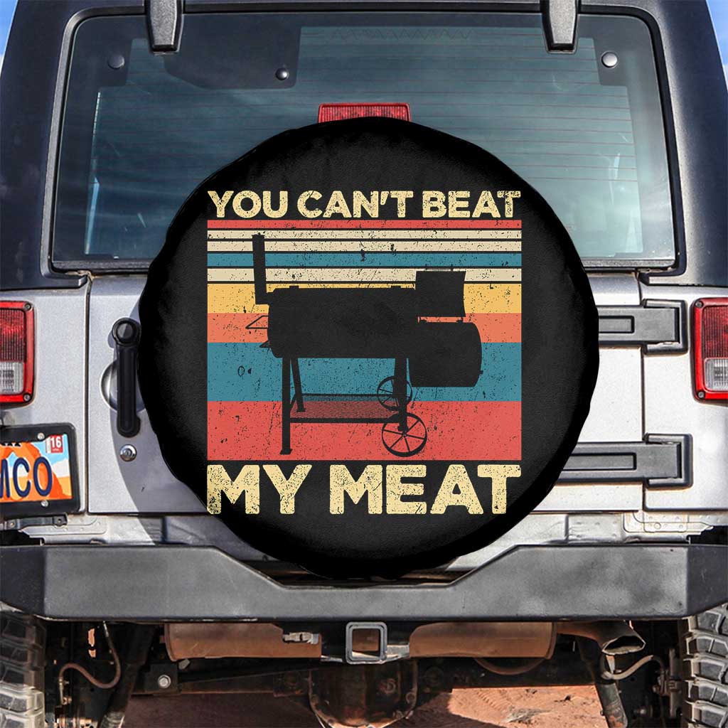 Funny BBQ Spare Tire Cover You Can't Beat My Meat Dad Grill Gift TS10 No hole Black Print Your Wear