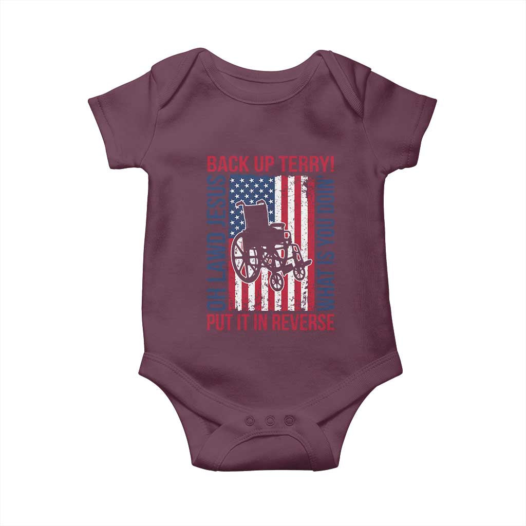 Funny Back Up Terry Put It In Reverse Baby Onesie Oh Lawd Jesus What Is You Doin TS11 Maroon Print Your Wear