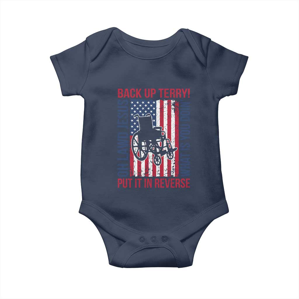Funny Back Up Terry Put It In Reverse Baby Onesie Oh Lawd Jesus What Is You Doin TS11 Navy Print Your Wear