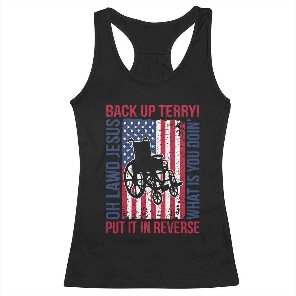 Funny Back Up Terry Put It In Reverse Racerback Tank Top Oh Lawd Jesus What Is You Doin TS11 Black Print Your Wear
