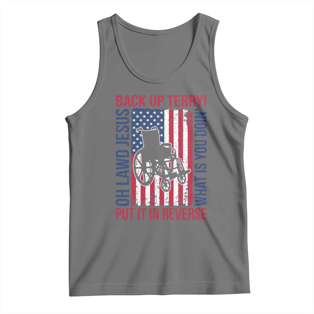 Funny Back Up Terry Put It In Reverse Tank Top Oh Lawd Jesus What Is You Doin TS11 Black Heather Print Your Wear