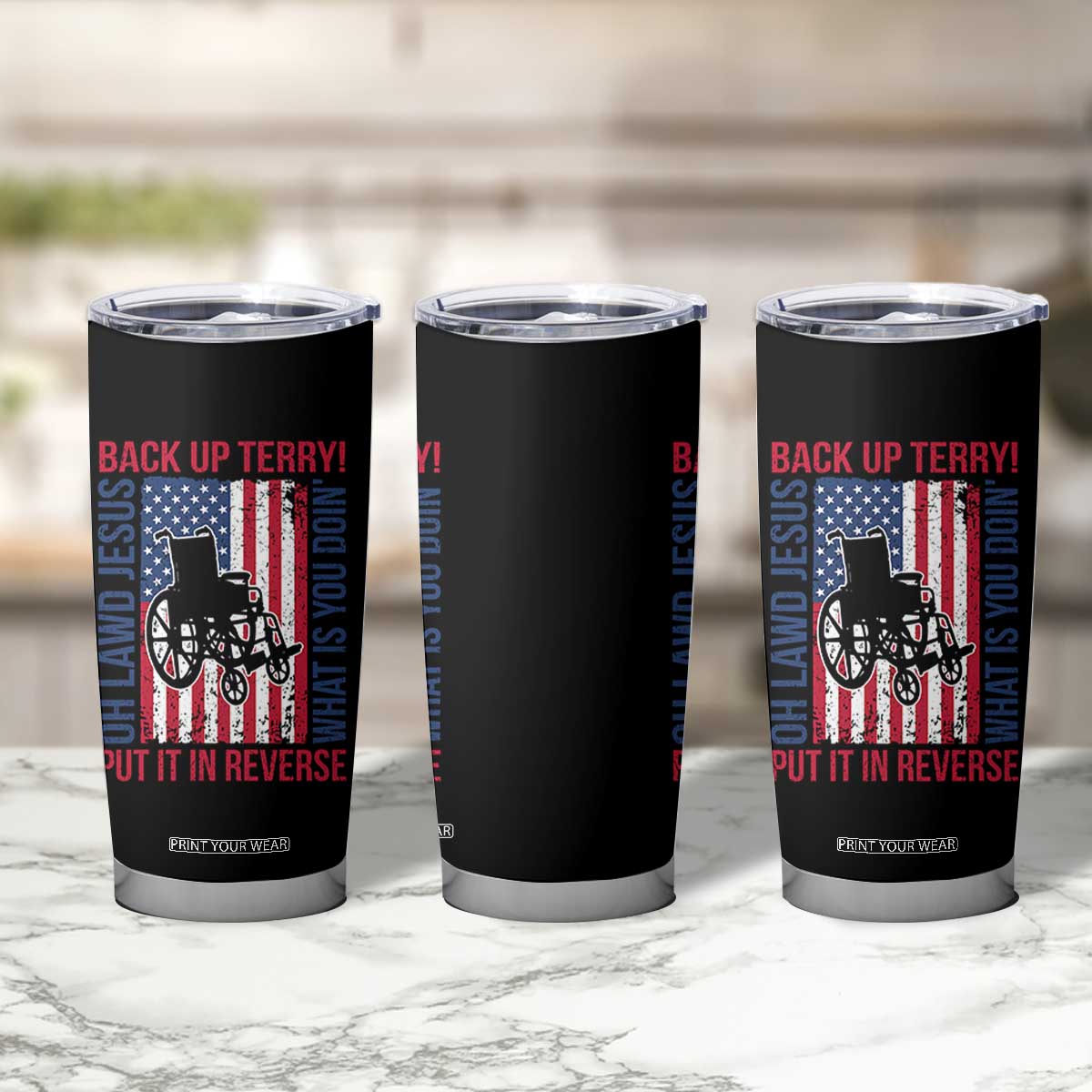 Funny Back Up Terry Put It In Reverse Tumbler Cup Oh Lawd Jesus What Is You Doin TS11 Print Your Wear