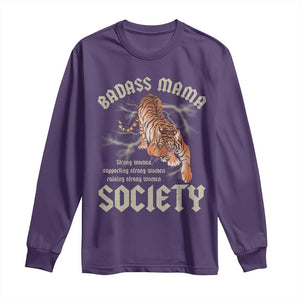 Funny Badass Mama Society Long Sleeve Shirt Vintage Tiger Mother's Day TS11 Purple Print Your Wear