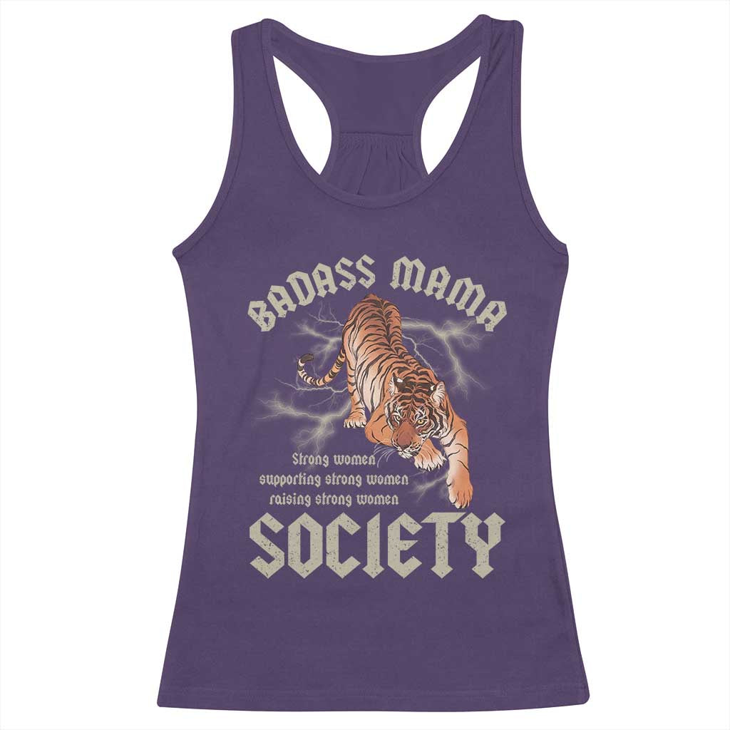 Funny Badass Mama Society Racerback Tank Top Vintage Tiger Mother's Day TS11 Purple Print Your Wear