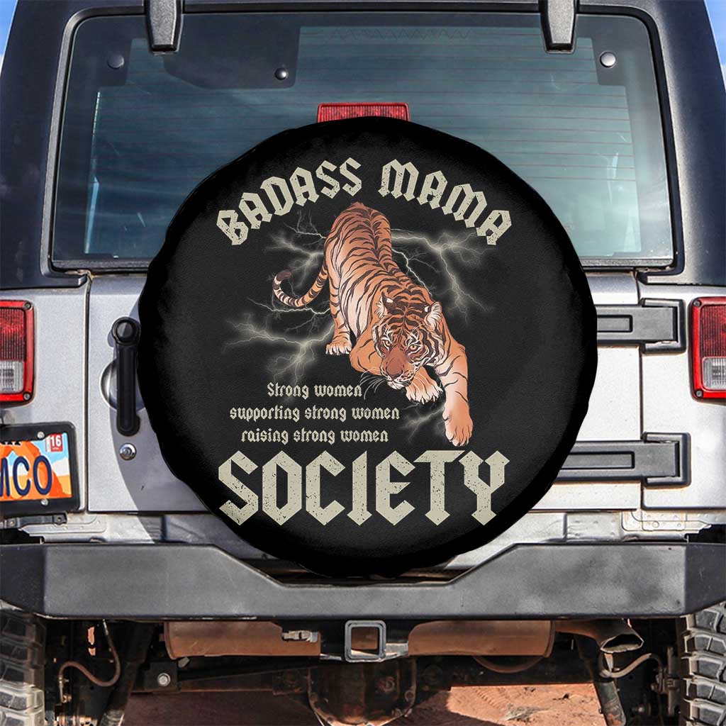 Funny Badass Mama Society Spare Tire Cover Vintage Tiger Mother's Day TS11 No hole Black Print Your Wear