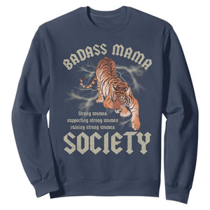 Funny Badass Mama Society Sweatshirt Vintage Tiger Mother's Day TS11 Navy Print Your Wear