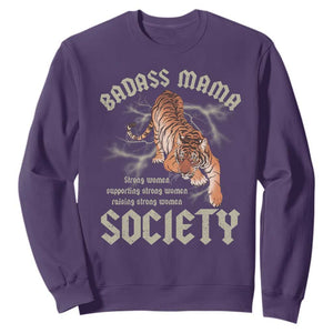 Funny Badass Mama Society Sweatshirt Vintage Tiger Mother's Day TS11 Purple Print Your Wear