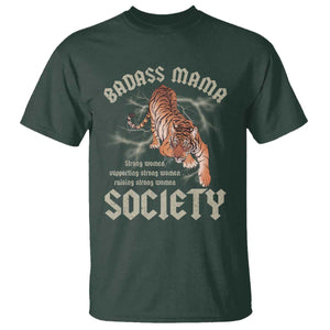 Funny Badass Mama Society T Shirt Vintage Tiger Mother's Day TS11 Dark Forest Green Print Your Wear