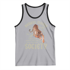 Funny Badass Mama Society Tank Top Vintage Tiger Mother's Day TS11 Athletic Heather Black Print Your Wear
