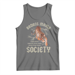 Funny Badass Mama Society Tank Top Vintage Tiger Mother's Day TS11 Black Heather Print Your Wear