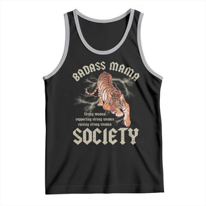 Funny Badass Mama Society Tank Top Vintage Tiger Mother's Day TS11 Black Athletic Heather Print Your Wear