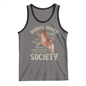 Funny Badass Mama Society Tank Top Vintage Tiger Mother's Day TS11 Deep Heather Black Print Your Wear