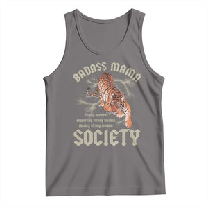 Funny Badass Mama Society Tank Top Vintage Tiger Mother's Day TS11 Deep Heather Print Your Wear
