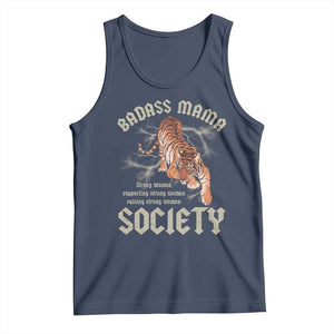 Funny Badass Mama Society Tank Top Vintage Tiger Mother's Day TS11 Navy Print Your Wear
