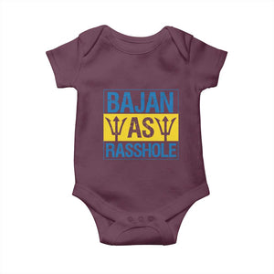 Funny Bajan As Rasshole Baby Onesie Barbados Flag With Barbados Tridents TS11 Maroon Print Your Wear