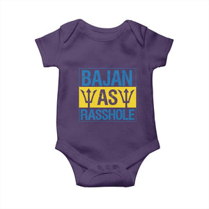 Funny Bajan As Rasshole Baby Onesie Barbados Flag With Barbados Tridents TS11 Purple Print Your Wear