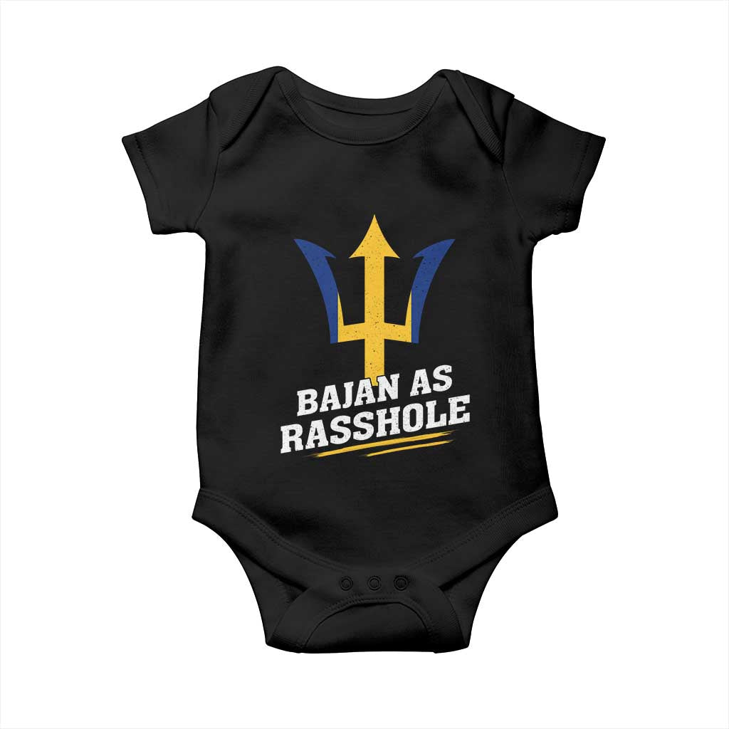 Funny Bajan As Rasshole Baby Onesie Barbados Tridents TS11 Black Print Your Wear