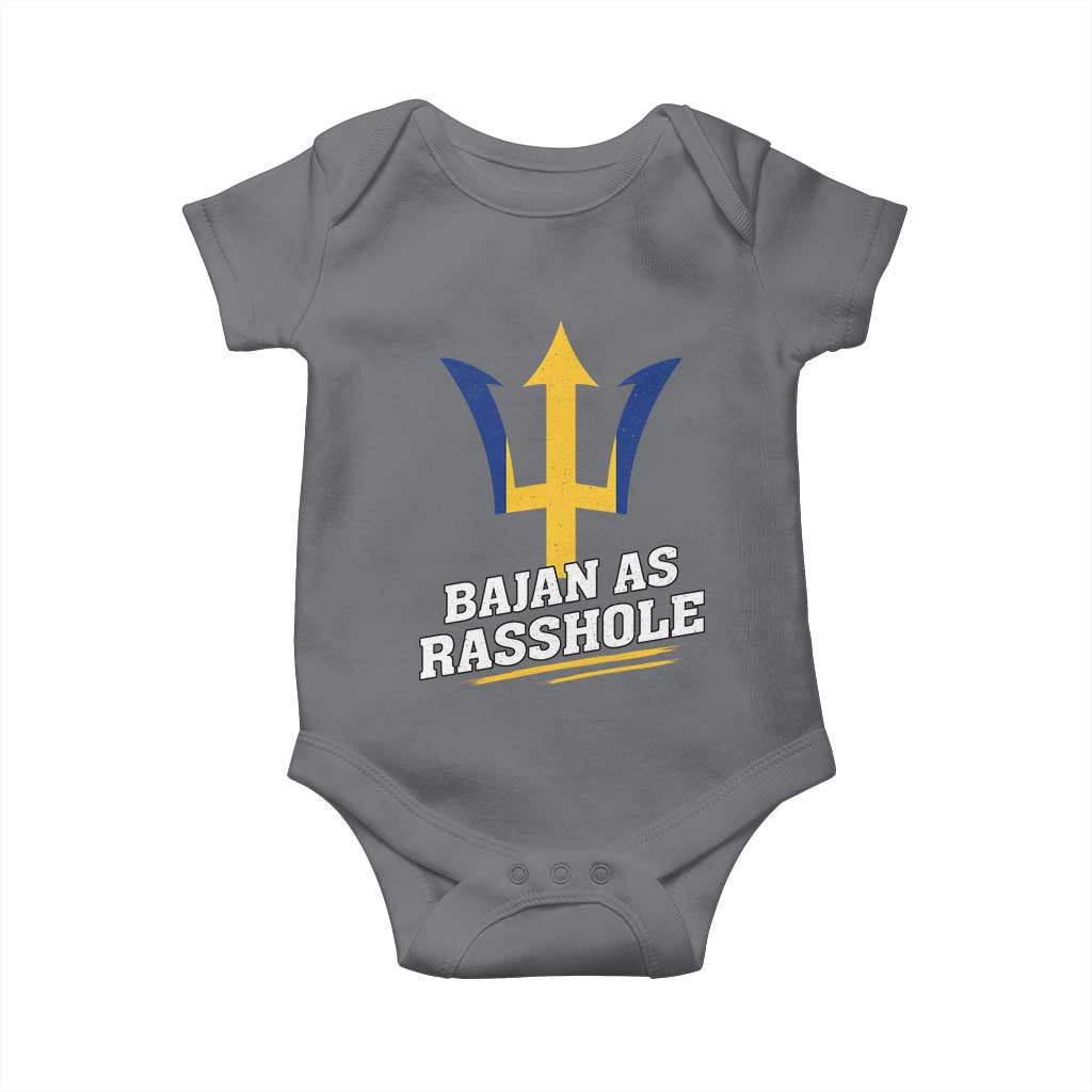 Funny Bajan As Rasshole Baby Onesie Barbados Tridents TS11 Charcoal Print Your Wear