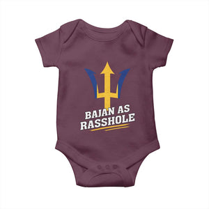 Funny Bajan As Rasshole Baby Onesie Barbados Tridents TS11 Maroon Print Your Wear