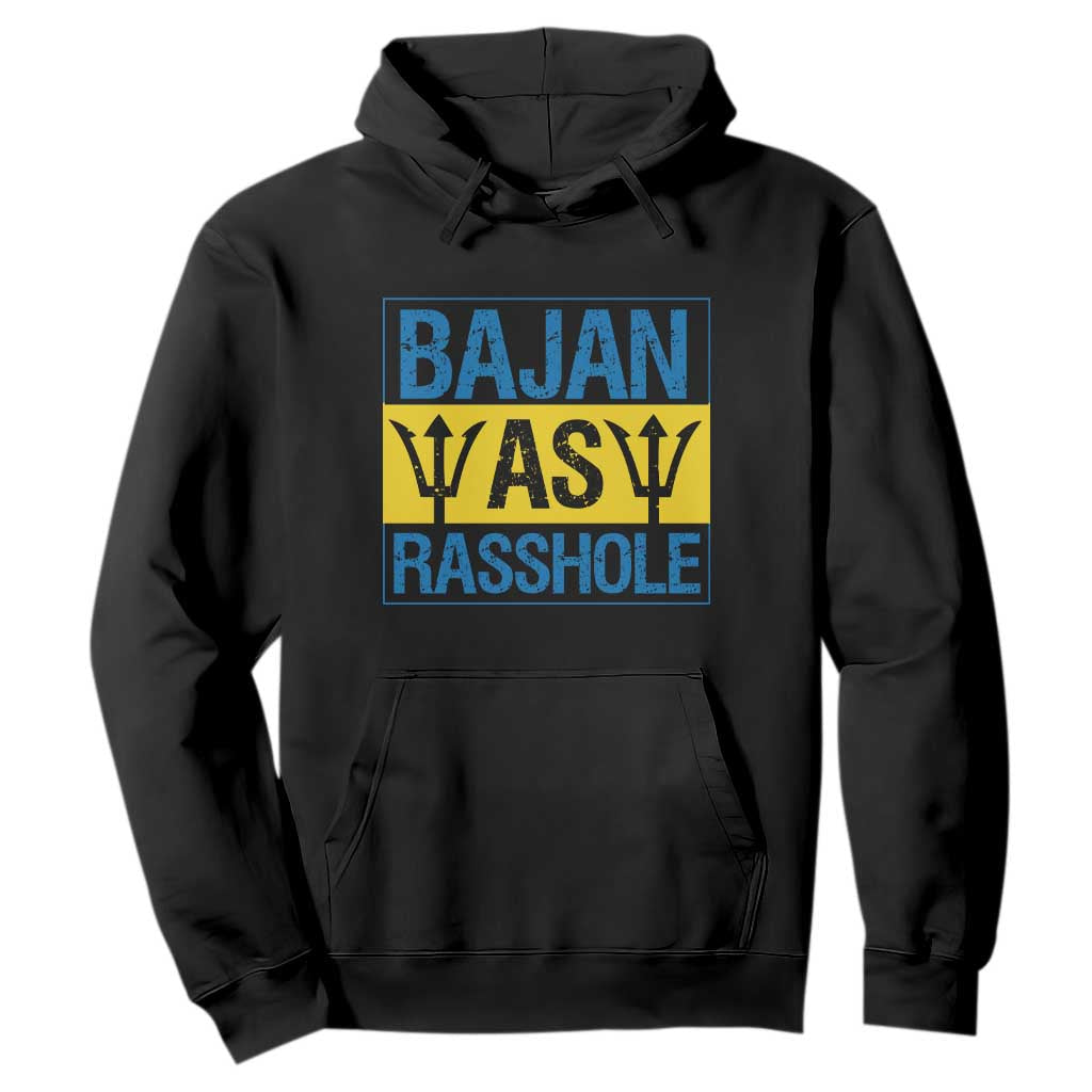 Funny Bajan As Rasshole Hoodie Barbados Flag With Barbados Tridents TS11 Black Print Your Wear