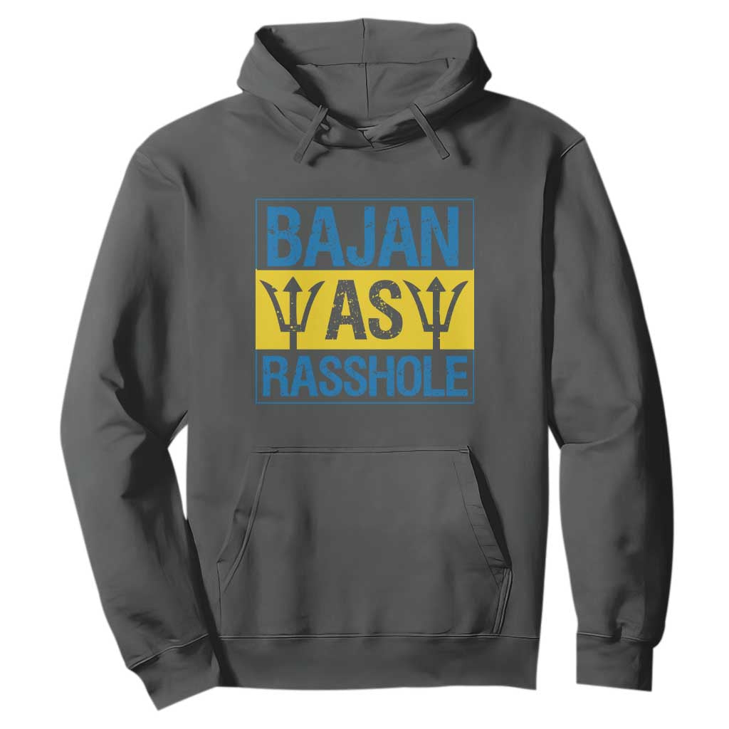 Funny Bajan As Rasshole Hoodie Barbados Flag With Barbados Tridents TS11 Dark Heather Print Your Wear