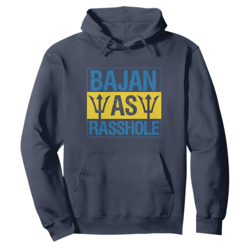 Funny Bajan As Rasshole Hoodie Barbados Flag With Barbados Tridents TS11 Navy Print Your Wear