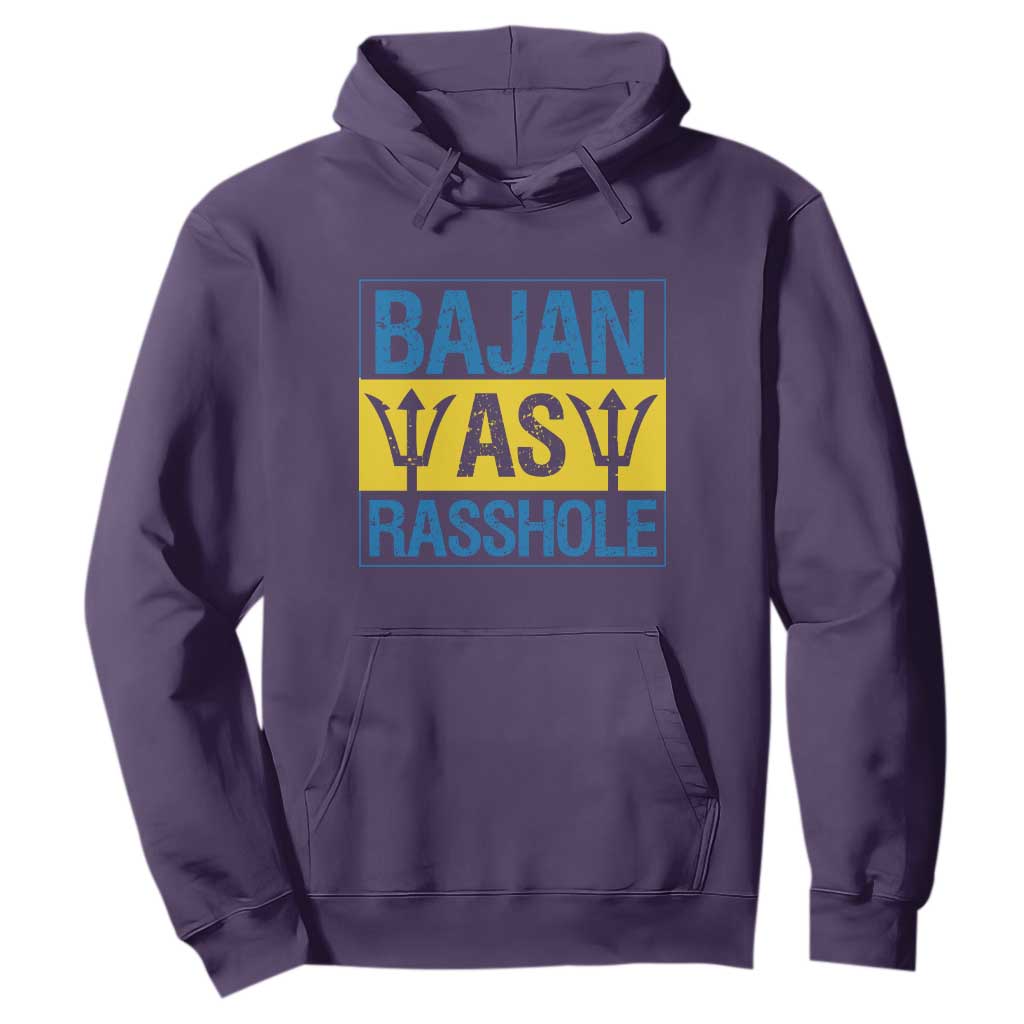 Funny Bajan As Rasshole Hoodie Barbados Flag With Barbados Tridents TS11 Purple Print Your Wear