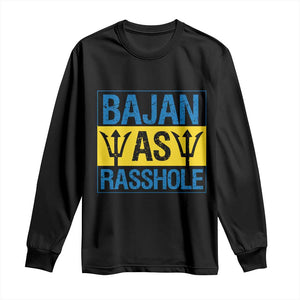 Funny Bajan As Rasshole Long Sleeve Shirt Barbados Flag With Barbados Tridents TS11 Black Print Your Wear