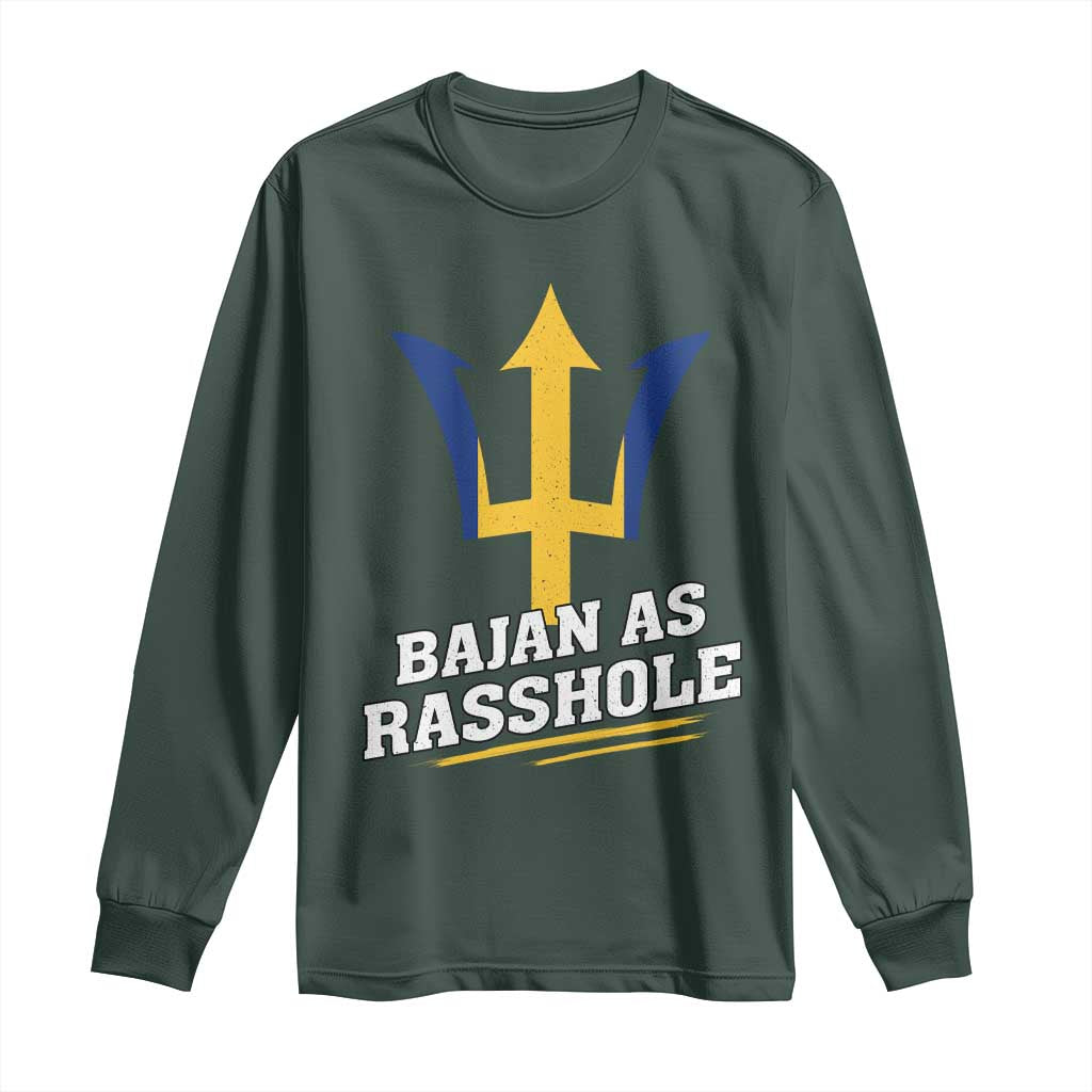 Funny Bajan As Rasshole Long Sleeve Shirt Barbados Tridents TS11 Dark Forest Green Print Your Wear