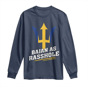 Funny Bajan As Rasshole Long Sleeve Shirt Barbados Tridents TS11 Navy Print Your Wear