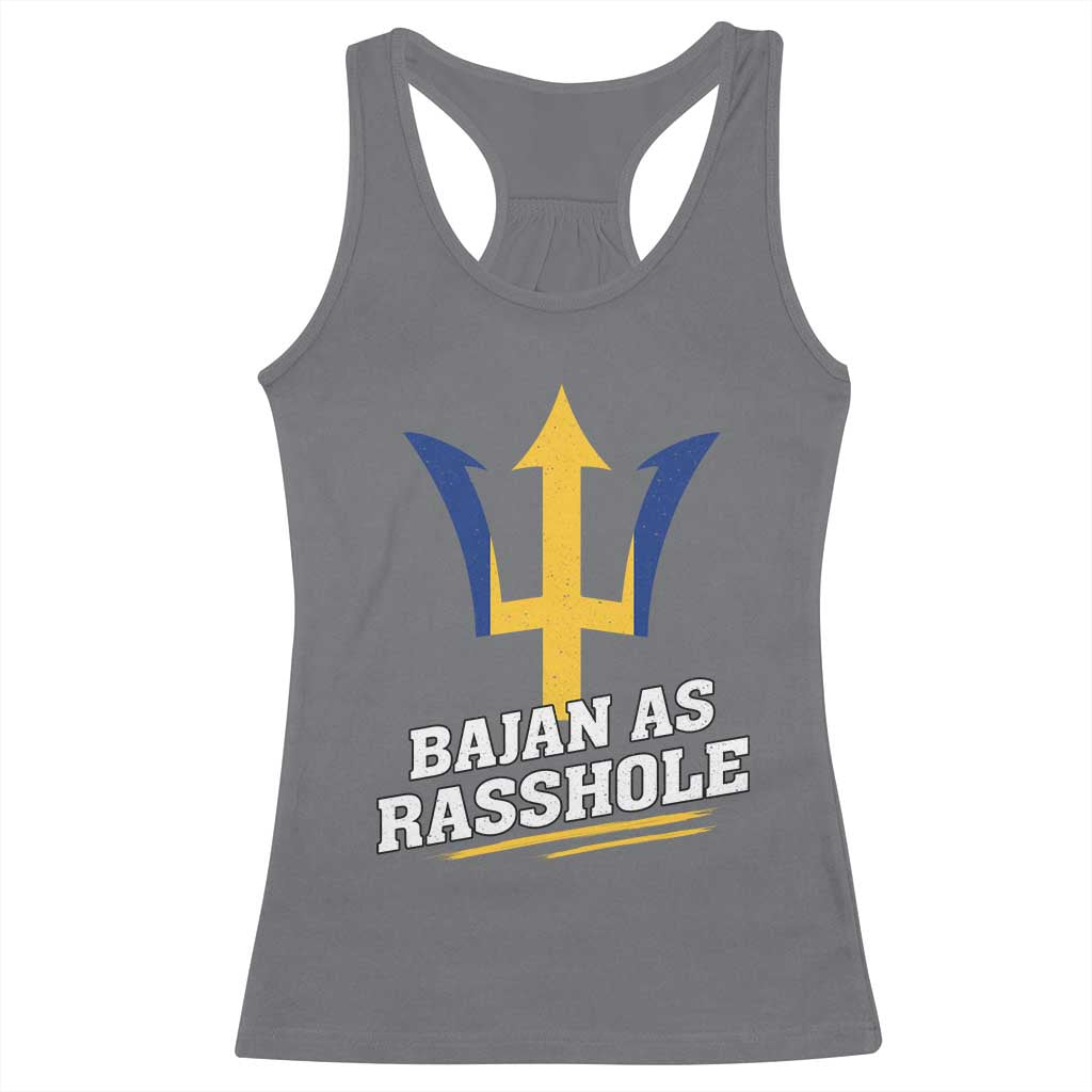 Funny Bajan As Rasshole Racerback Tank Top Barbados Tridents TS11 Charcoal Print Your Wear