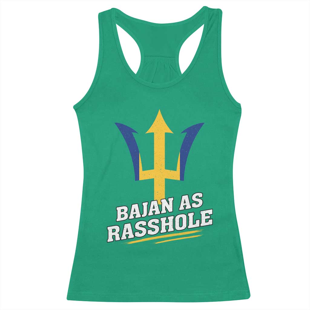 Funny Bajan As Rasshole Racerback Tank Top Barbados Tridents TS11 Irish Green Print Your Wear