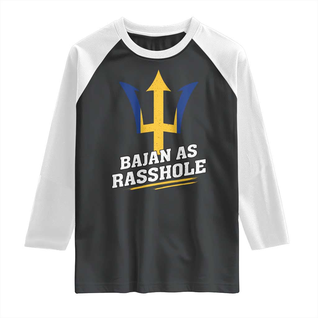 Funny Bajan As Rasshole Raglan Shirt Barbados Tridents TS11 Black White Print Your Wear