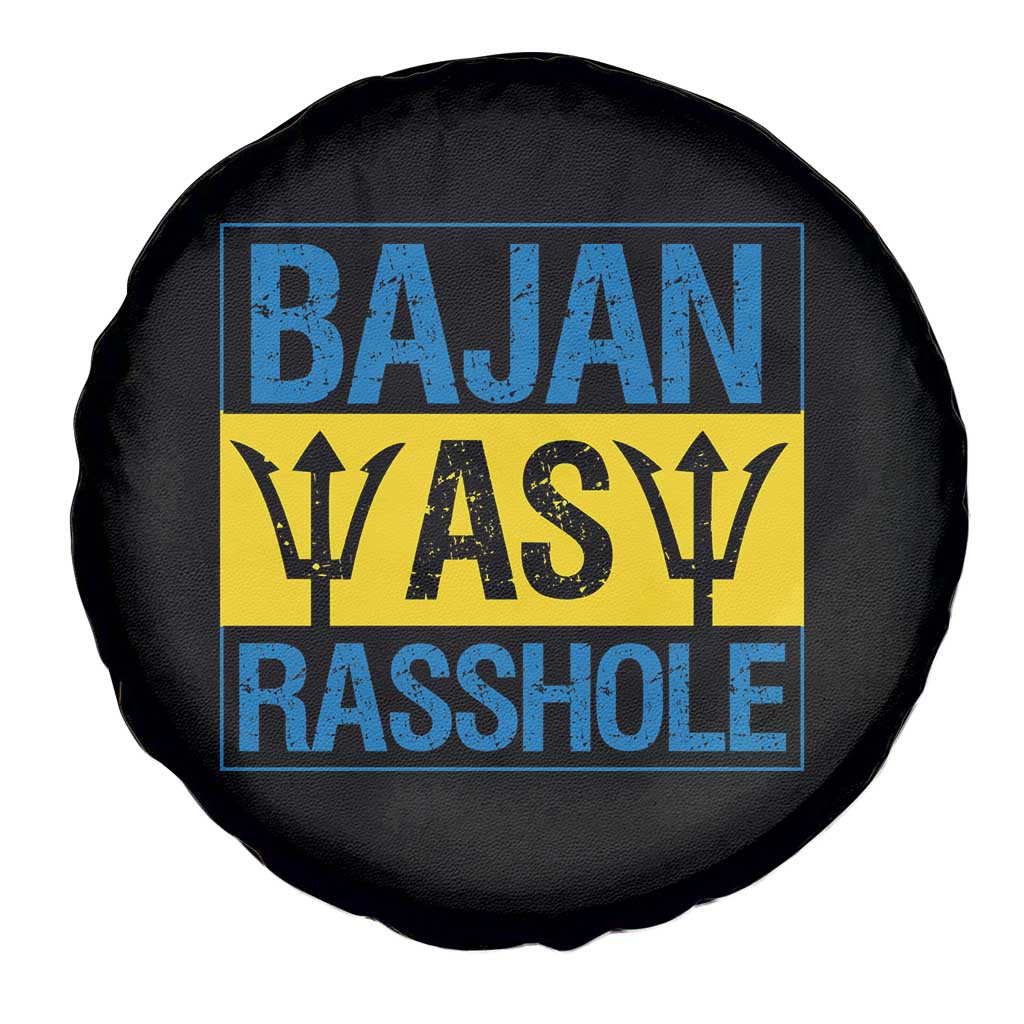 Funny Bajan As Rasshole Spare Tire Cover Barbados Flag With Barbados Tridents TS11 Print Your Wear
