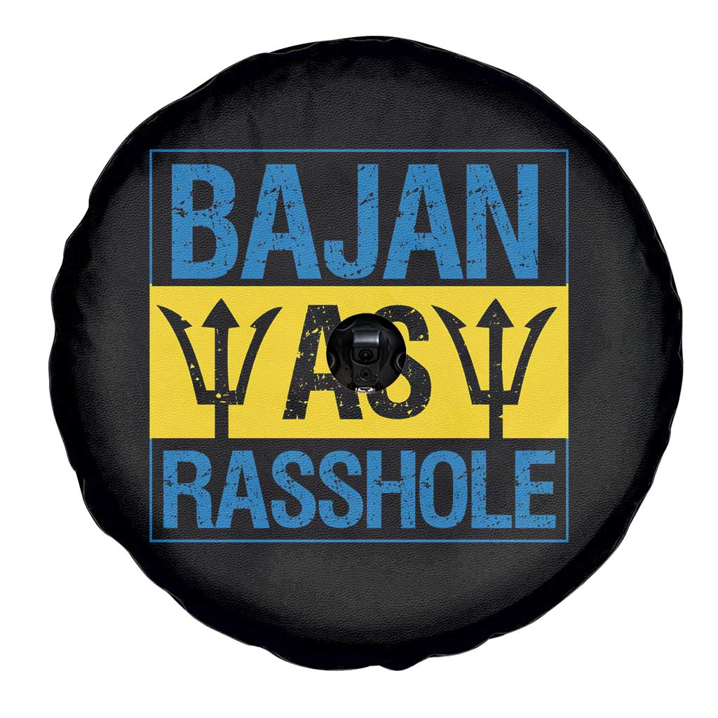 Funny Bajan As Rasshole Spare Tire Cover Barbados Flag With Barbados Tridents TS11 Print Your Wear