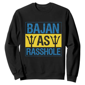 Funny Bajan As Rasshole Sweatshirt Barbados Flag With Barbados Tridents TS11 Black Print Your Wear