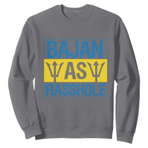 Funny Bajan As Rasshole Sweatshirt Barbados Flag With Barbados Tridents TS11 Charcoal Print Your Wear