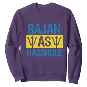 Funny Bajan As Rasshole Sweatshirt Barbados Flag With Barbados Tridents TS11 Purple Print Your Wear