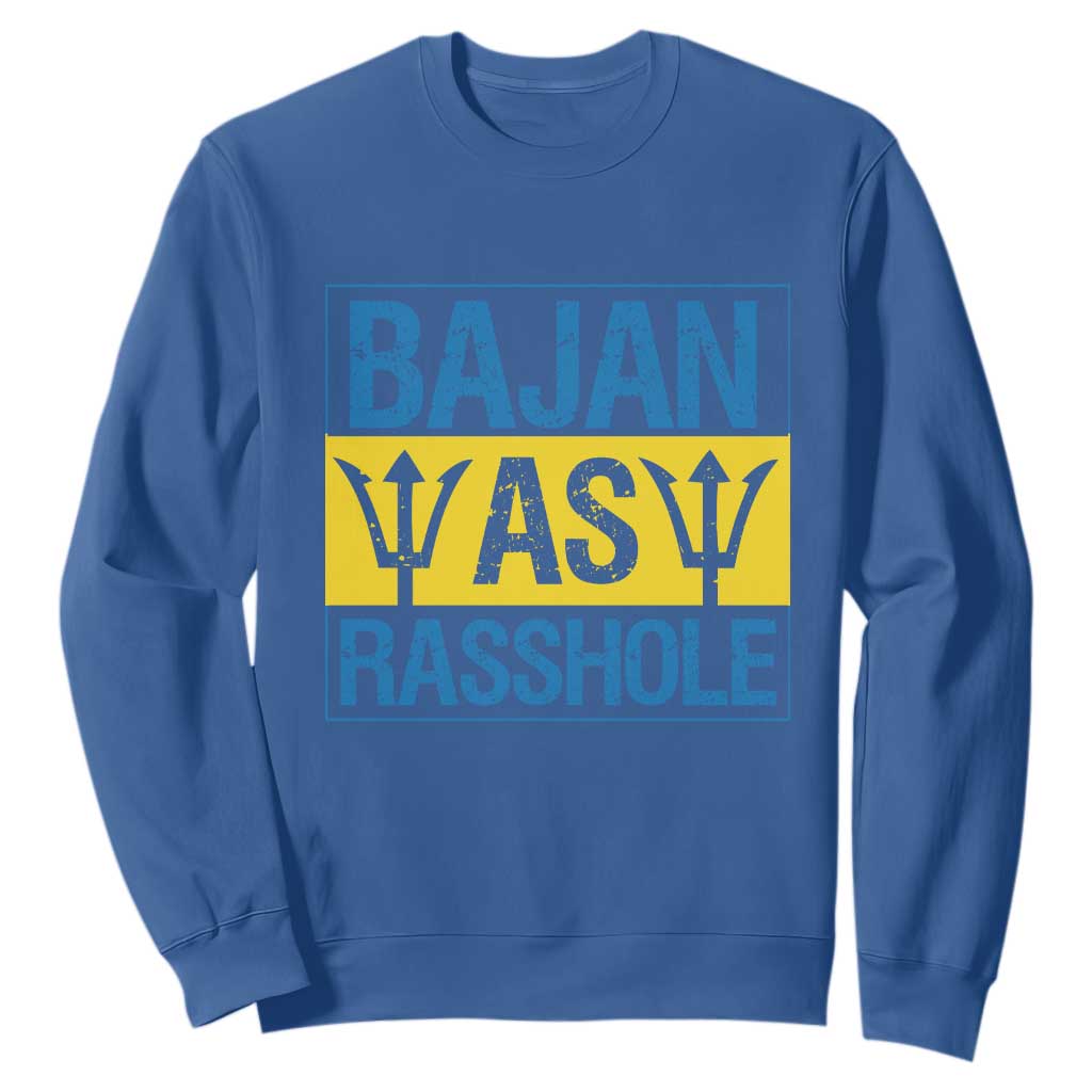 Funny Bajan As Rasshole Sweatshirt Barbados Flag With Barbados Tridents TS11 Royal Blue Print Your Wear