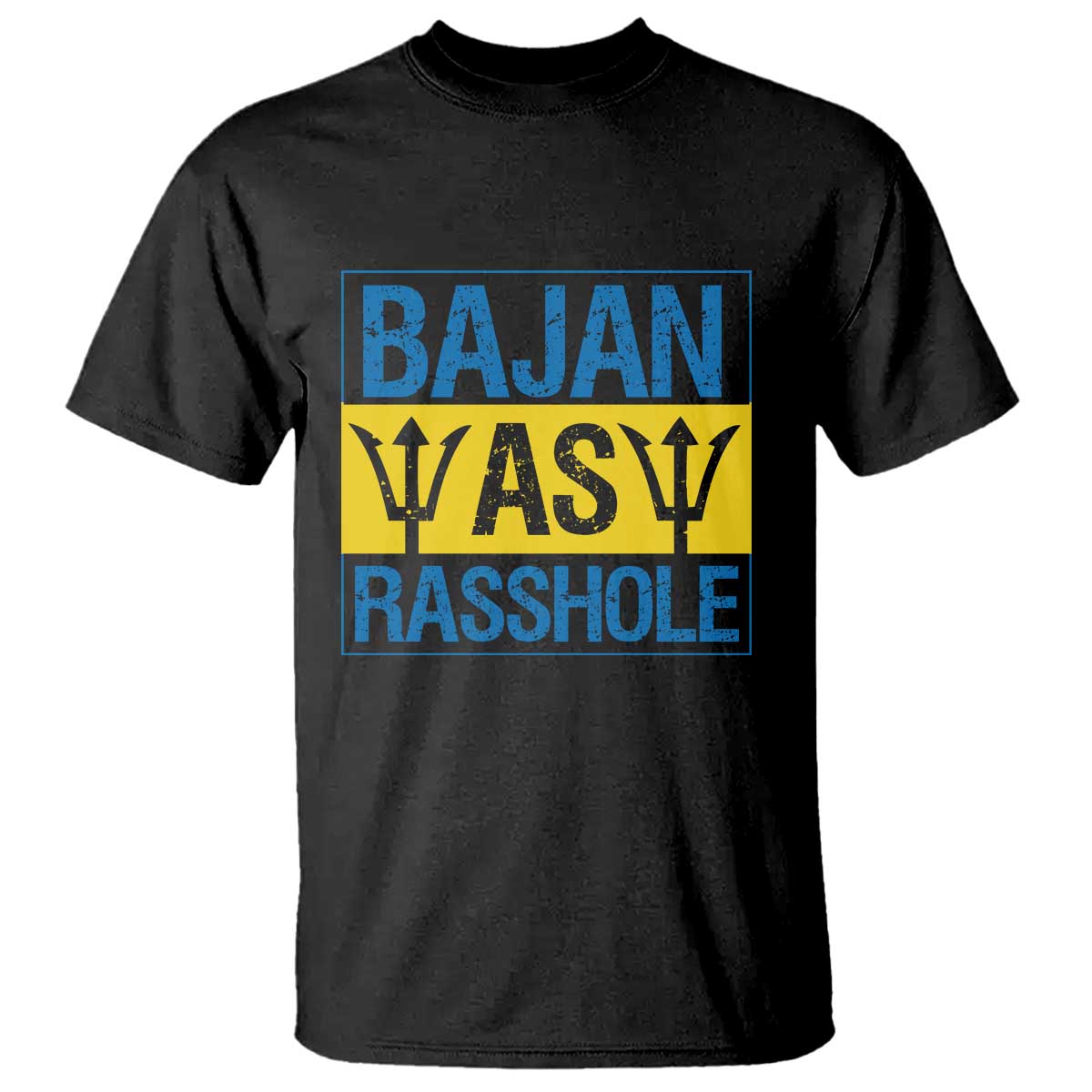 Funny Bajan As Rasshole T Shirt Barbados Flag With Barbados Tridents TS11 Black Print Your Wear