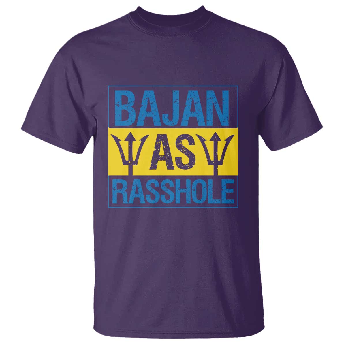 Funny Bajan As Rasshole T Shirt Barbados Flag With Barbados Tridents TS11 Purple Print Your Wear