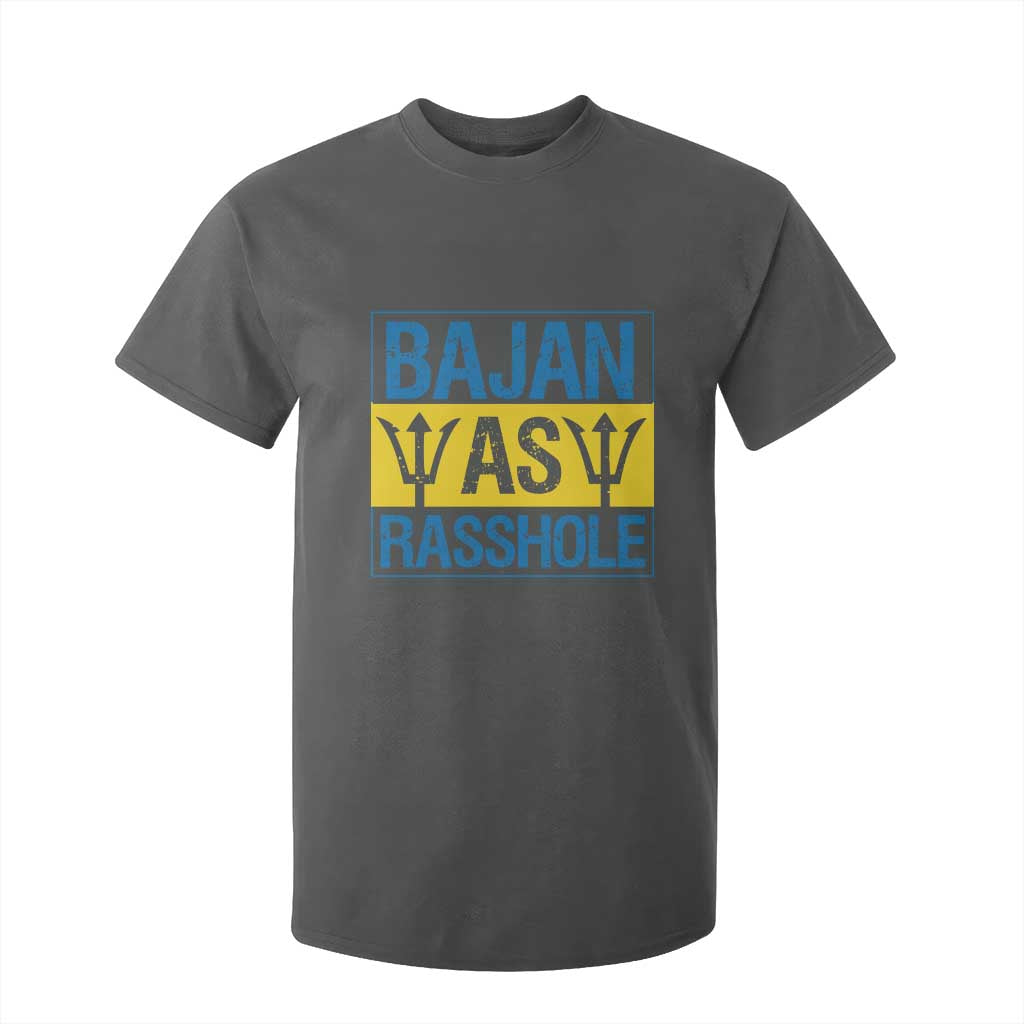 Funny Bajan As Rasshole T Shirt For Kid Barbados Flag With Barbados Tridents TS11 Dark Heather Print Your Wear