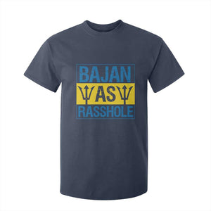 Funny Bajan As Rasshole T Shirt For Kid Barbados Flag With Barbados Tridents TS11 Navy Print Your Wear